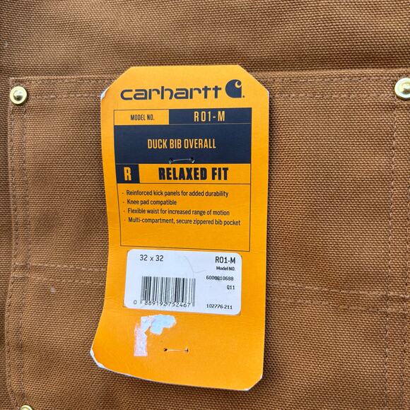 Carhartt Duck Bib Overall 32x32 Relaxed Fit NEW Carpenter Brown R01-M - Picture 10 of 16